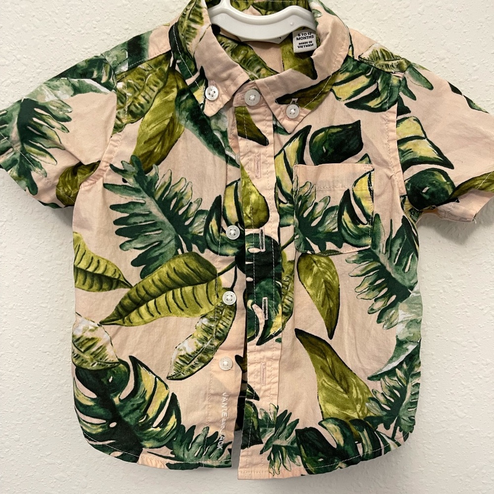 Janie and Jack palm print button down shirt